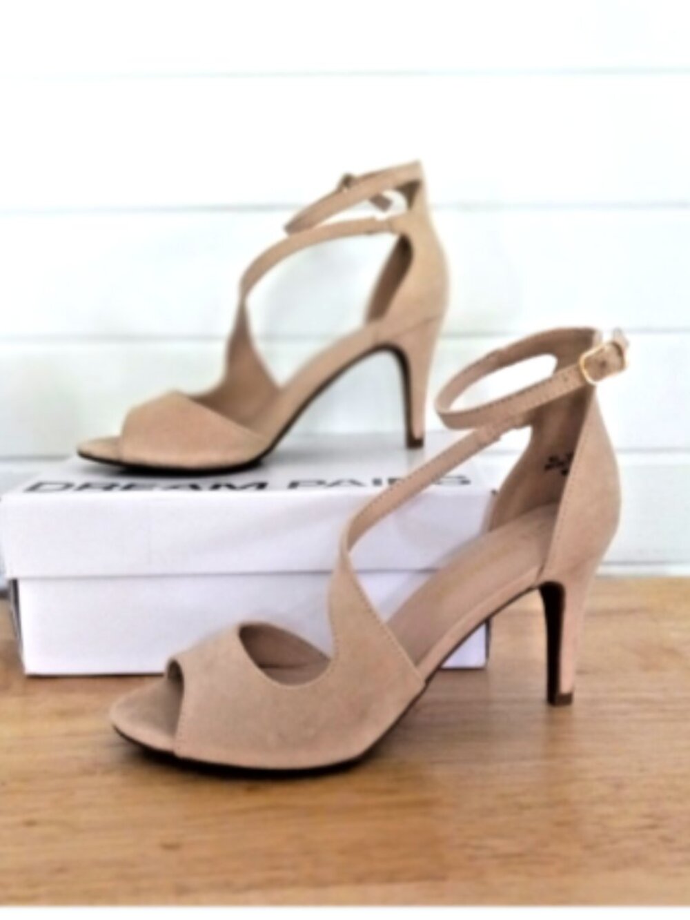 Dream Pairs NILE Heels Women 7.5 Nude Ankle Strap Stiletto Sandals NIB